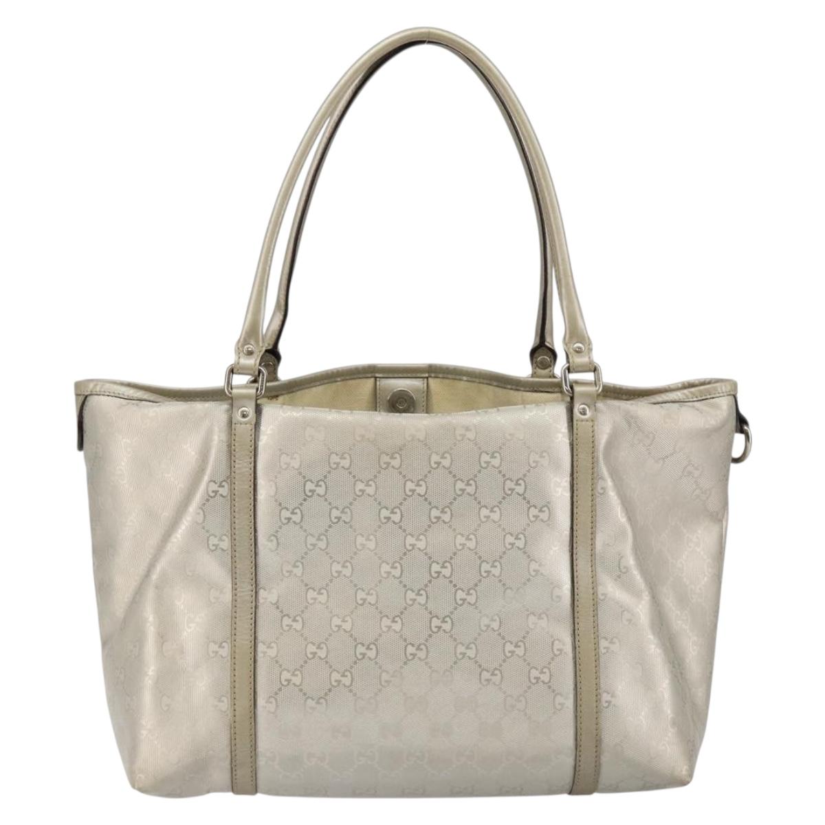 GUCCI GG Implementation Tote Bag Silver 197953 Auth 146864