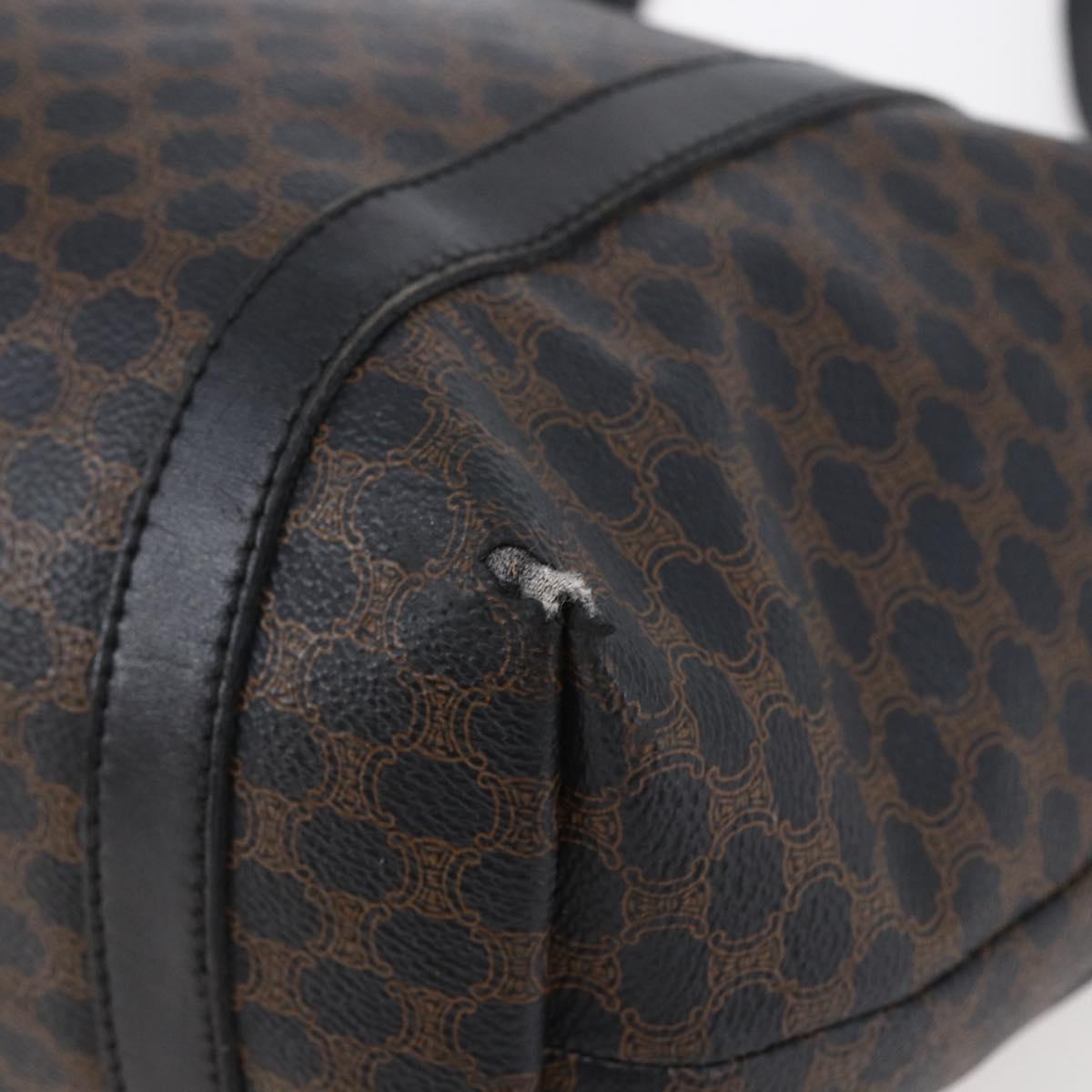 CELINE Macadam Canvas Tote Bag PVC Leather Black Gold Auth 146865