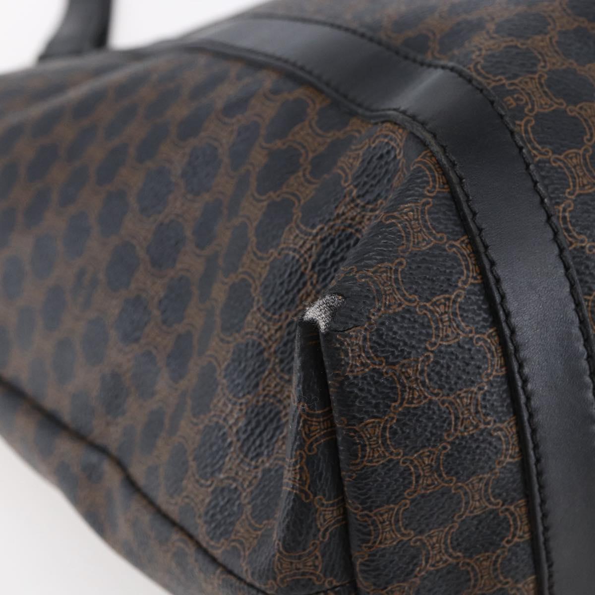 CELINE Macadam Canvas Tote Bag PVC Leather Black Gold Auth 146865