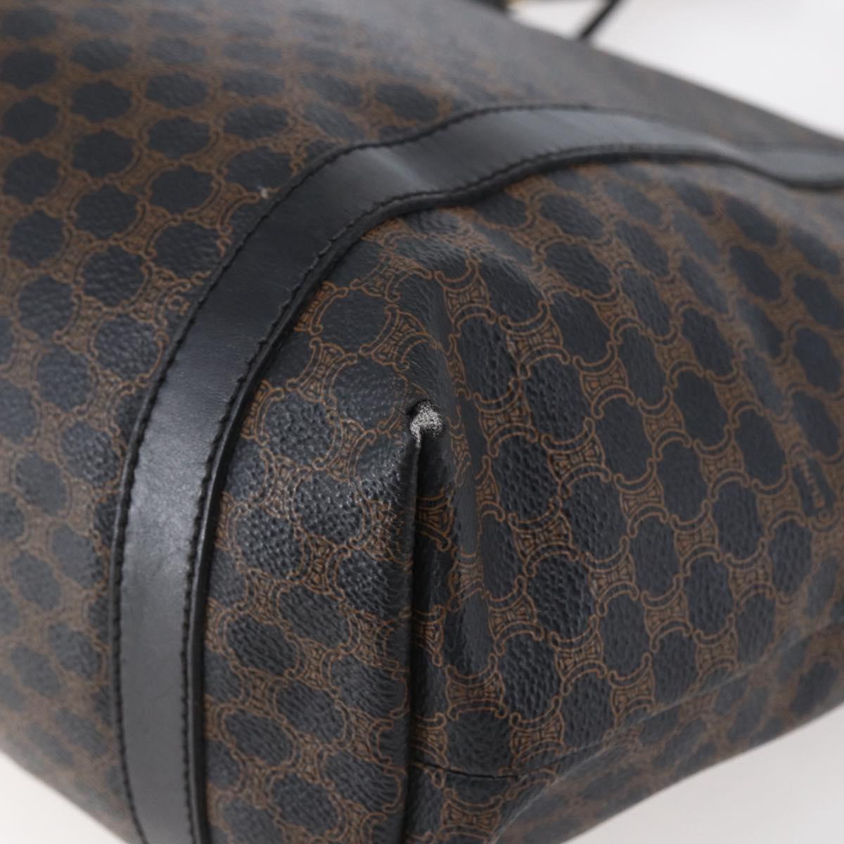 CELINE Macadam Canvas Tote Bag PVC Leather Black Gold Auth 146865