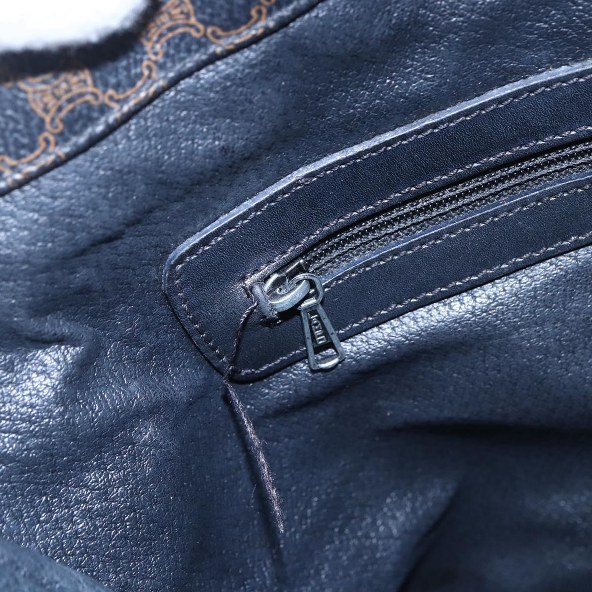 CELINE Macadam Canvas Tote Bag PVC Leather Black Gold Auth 146865