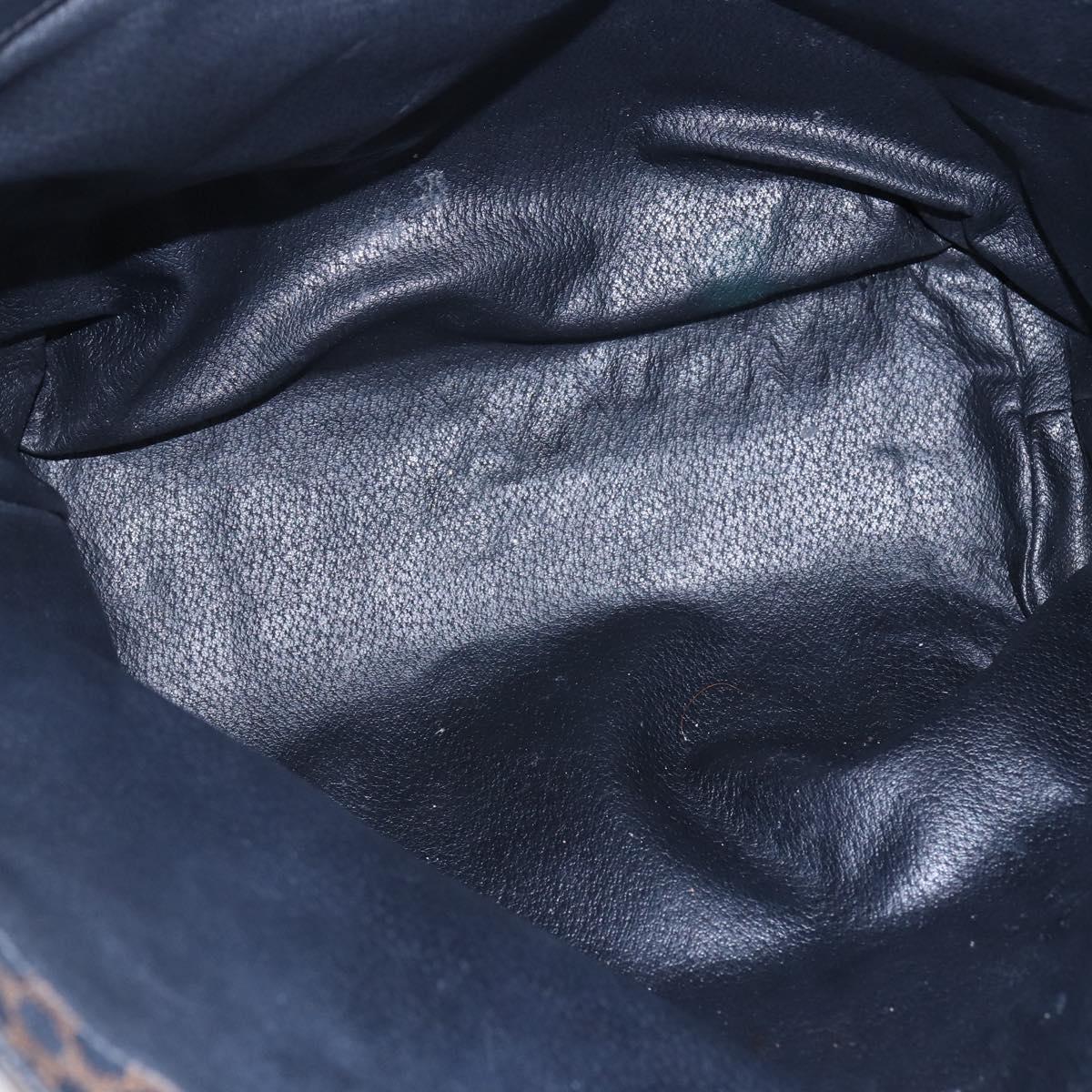 CELINE Macadam Canvas Tote Bag PVC Leather Black Gold Auth 146865