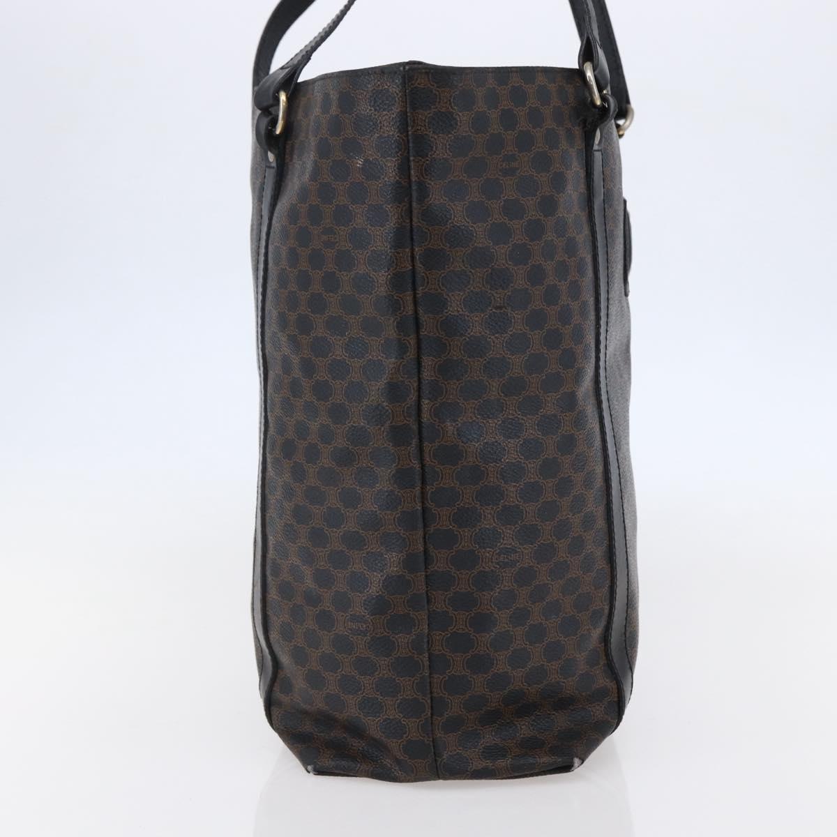 CELINE Macadam Canvas Tote Bag PVC Leather Black Gold Auth 146865