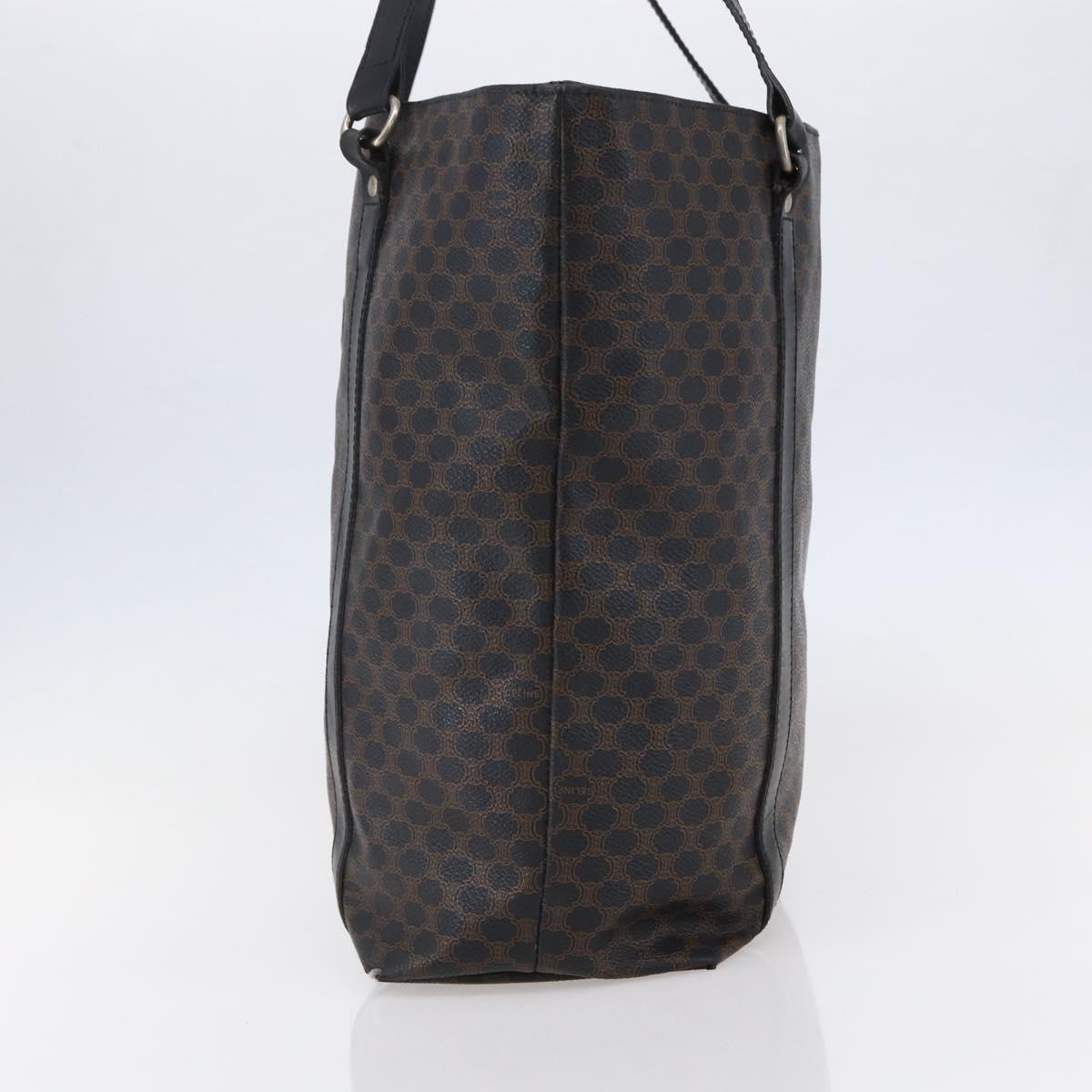 CELINE Macadam Canvas Tote Bag PVC Leather Black Gold Auth 146865