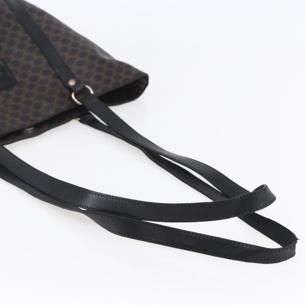 CELINE Macadam Canvas Tote Bag PVC Leather Black Gold Auth 146865