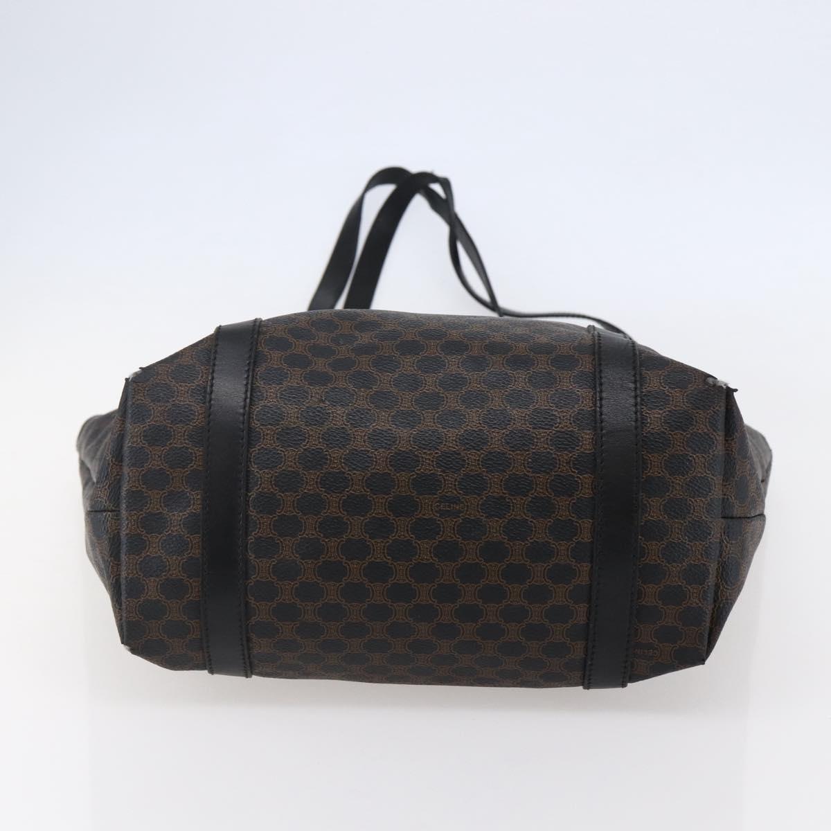 CELINE Macadam Canvas Tote Bag PVC Leather Black Gold Auth 146865