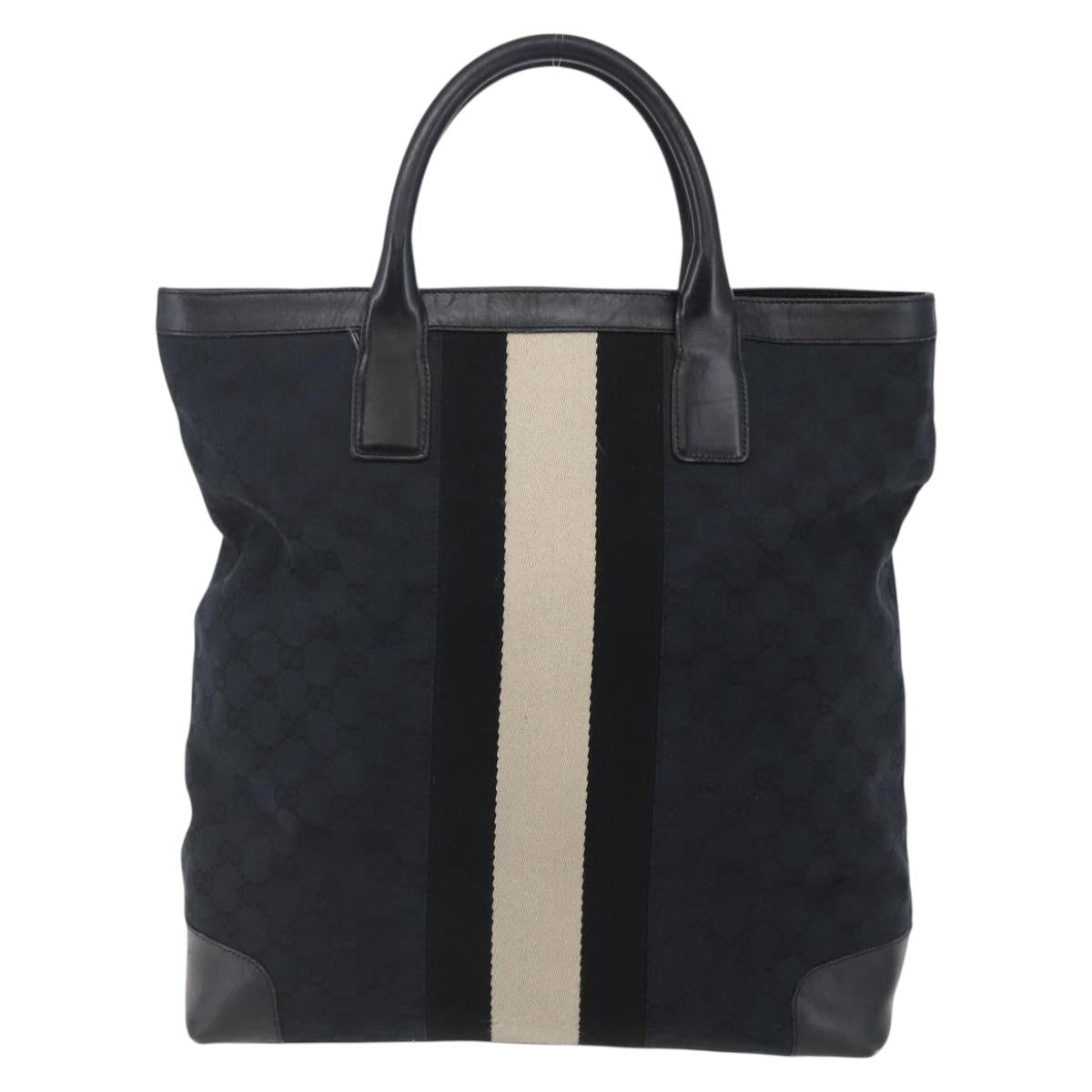 GUCCI GG Canvas Sherry Line Hand Bag Black 002 1093 Auth 146866