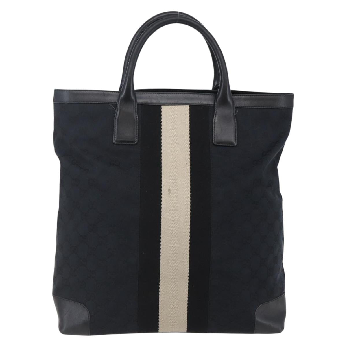 GUCCI GG Canvas Sherry Line Hand Bag Black 002 1093 Auth 146866