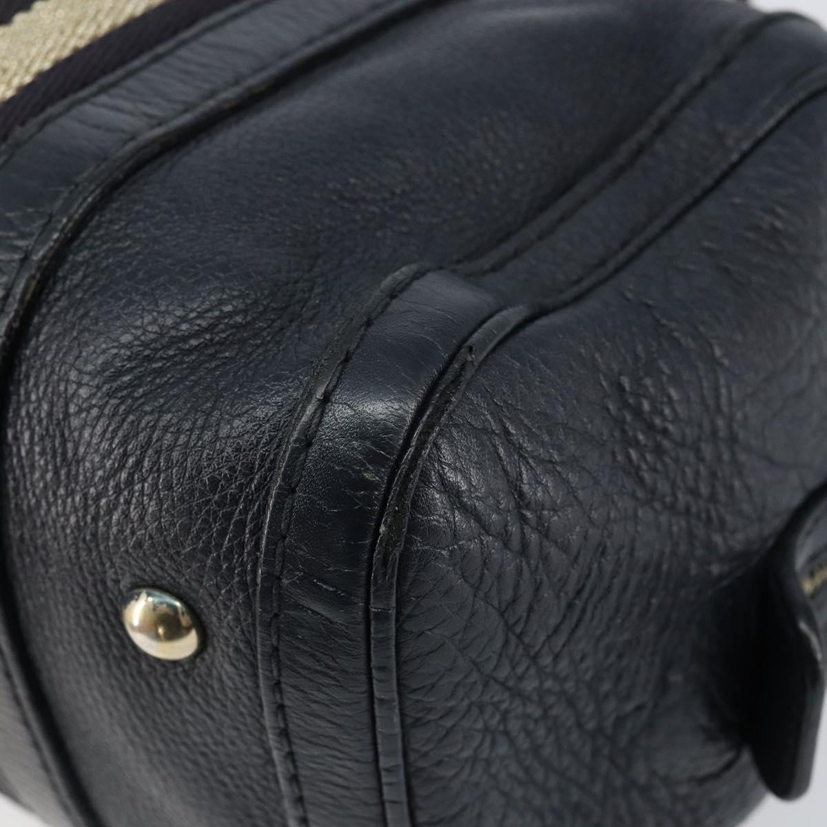 GUCCI Hand Bag Leather 2way Navy Gold 269876 Auth 146876