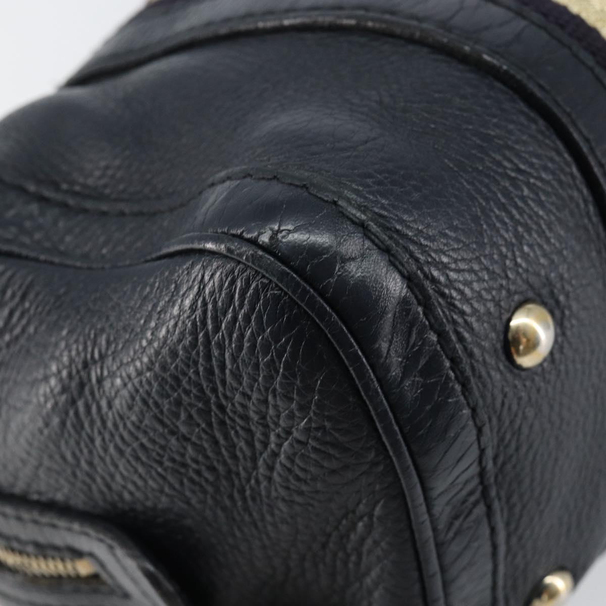 GUCCI Hand Bag Leather 2way Navy Gold 269876 Auth 146876