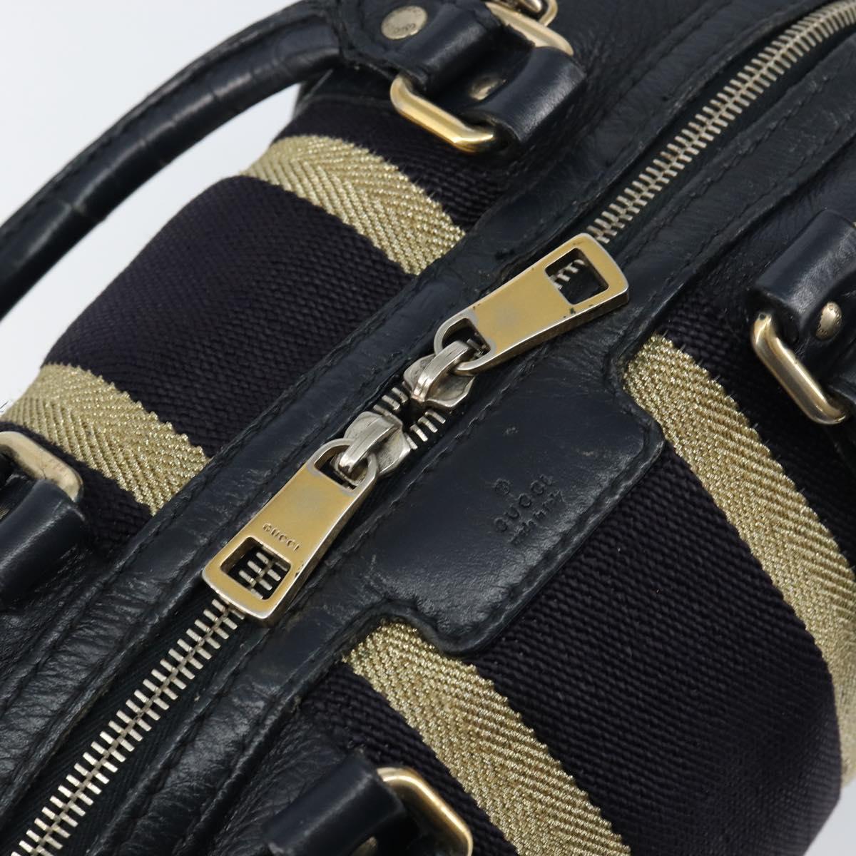 GUCCI Hand Bag Leather 2way Navy Gold 269876 Auth 146876