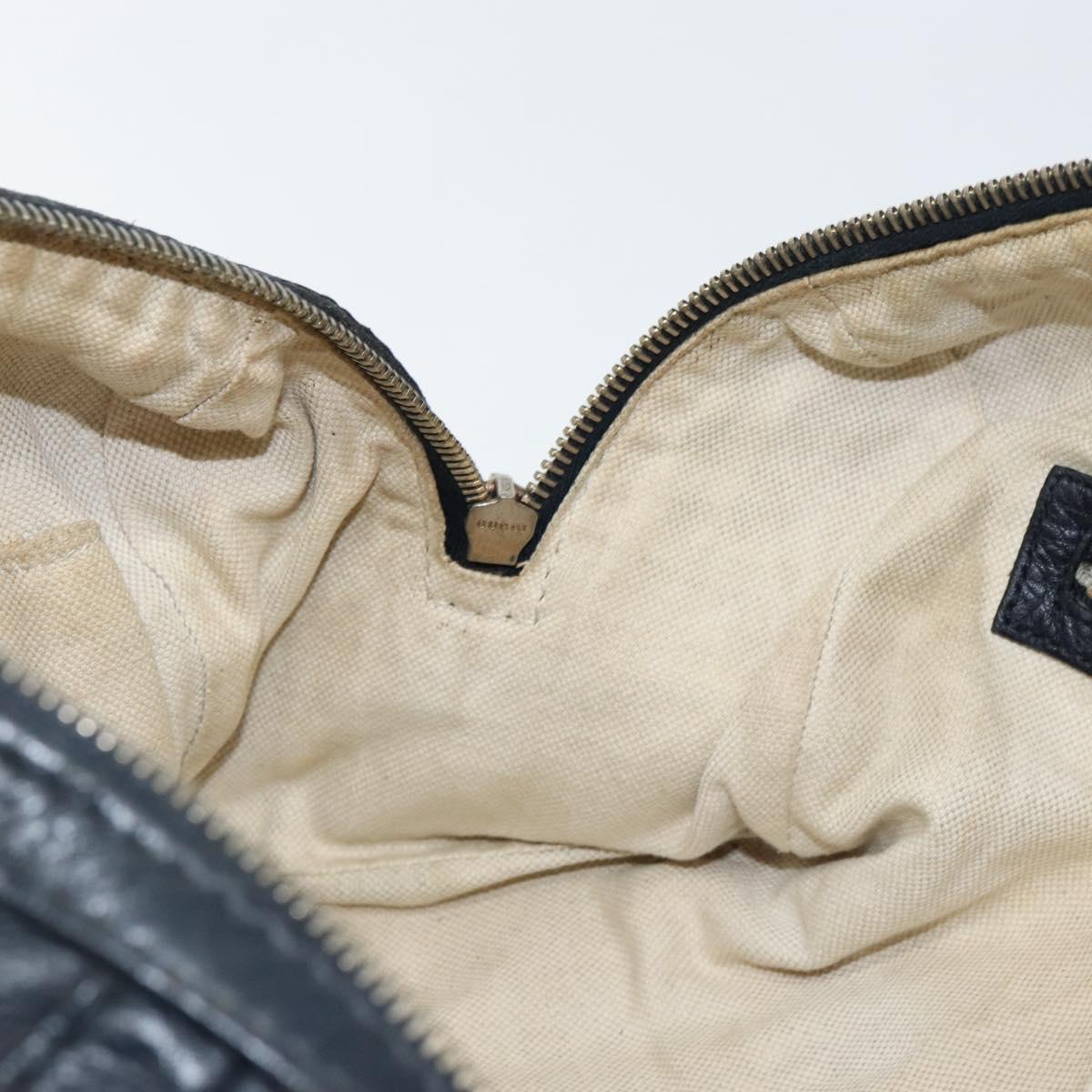 GUCCI Hand Bag Leather 2way Navy Gold 269876 Auth 146876