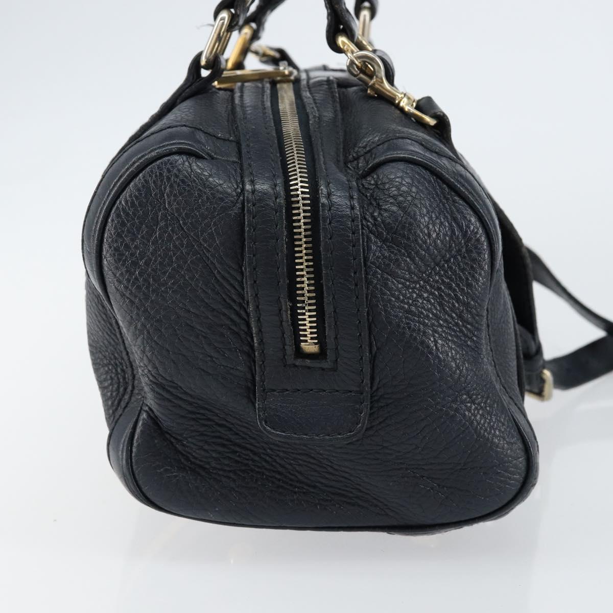 GUCCI Hand Bag Leather 2way Navy Gold 269876 Auth 146876