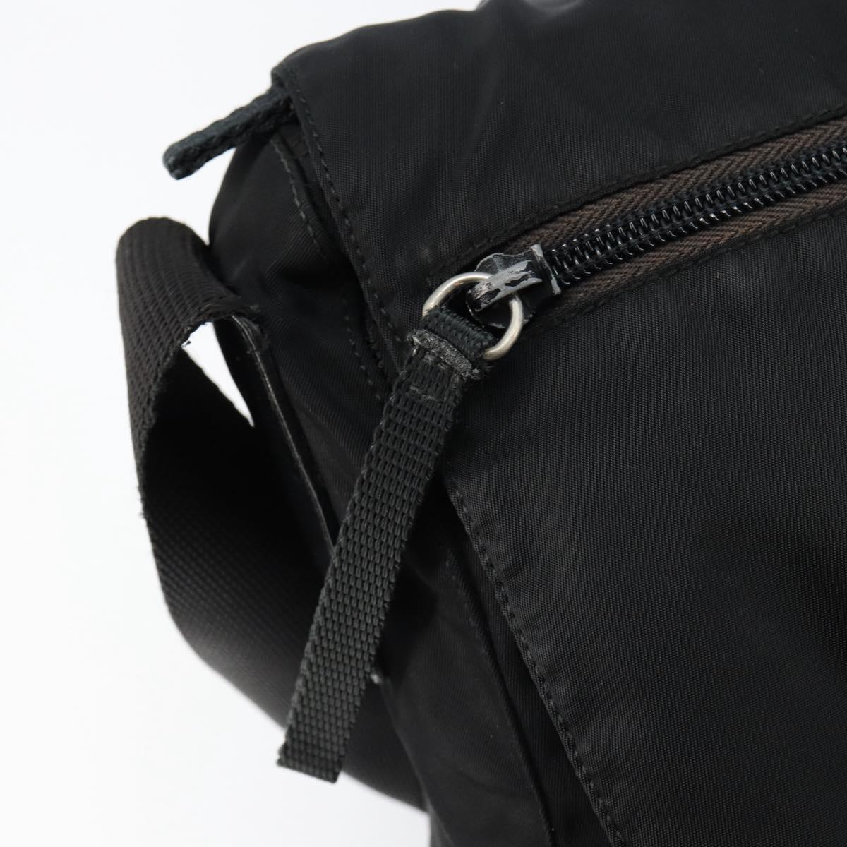 PRADA Shoulder Bag Nylon Black Silver Auth 146879