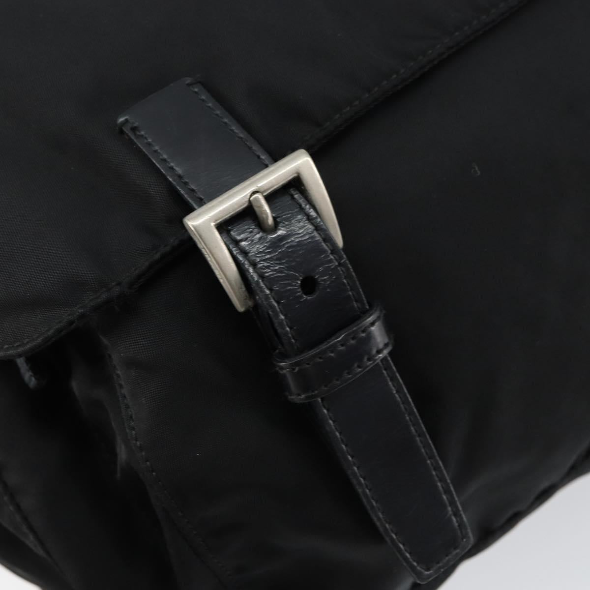 PRADA Shoulder Bag Nylon Black Silver Auth 146879