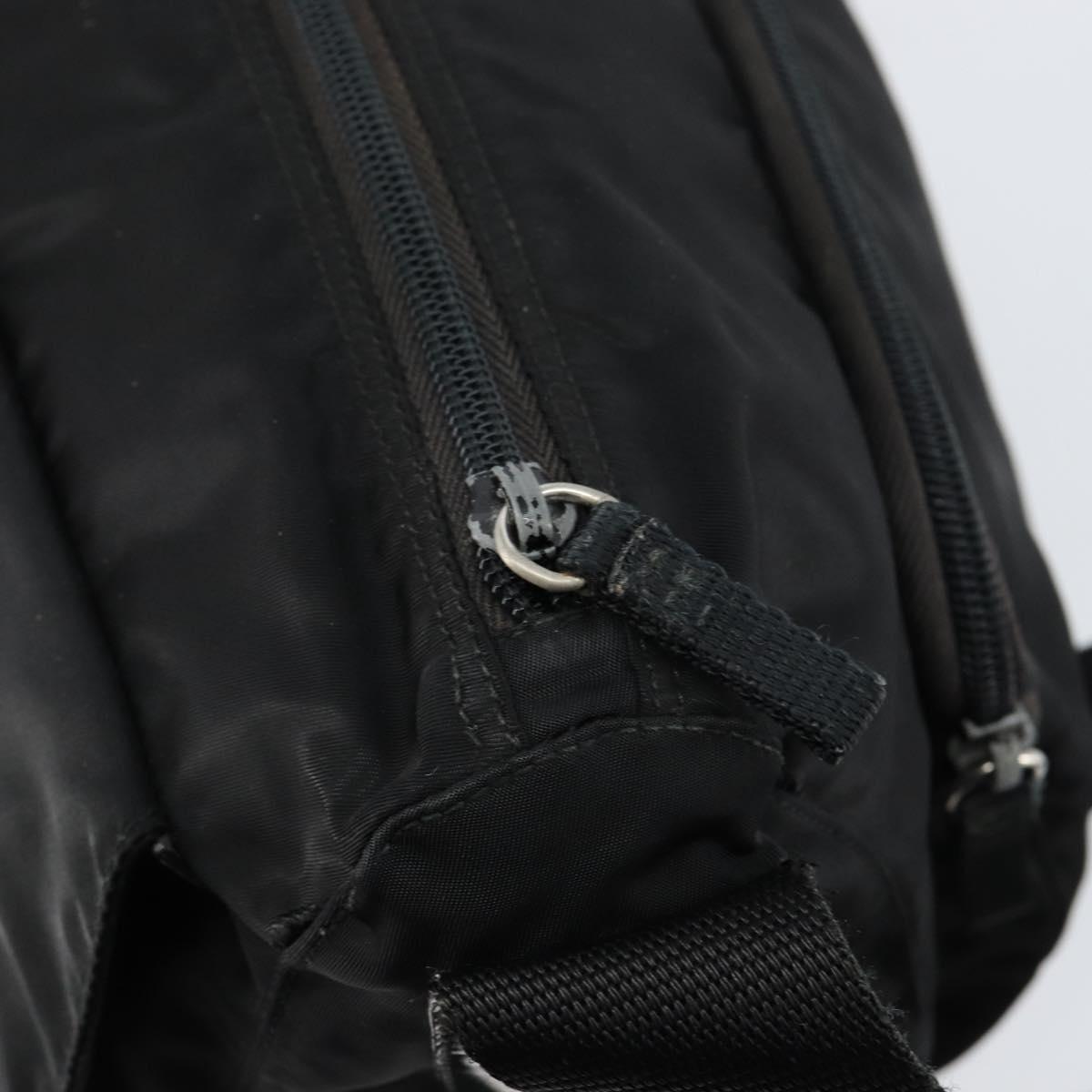 PRADA Shoulder Bag Nylon Black Silver Auth 146879