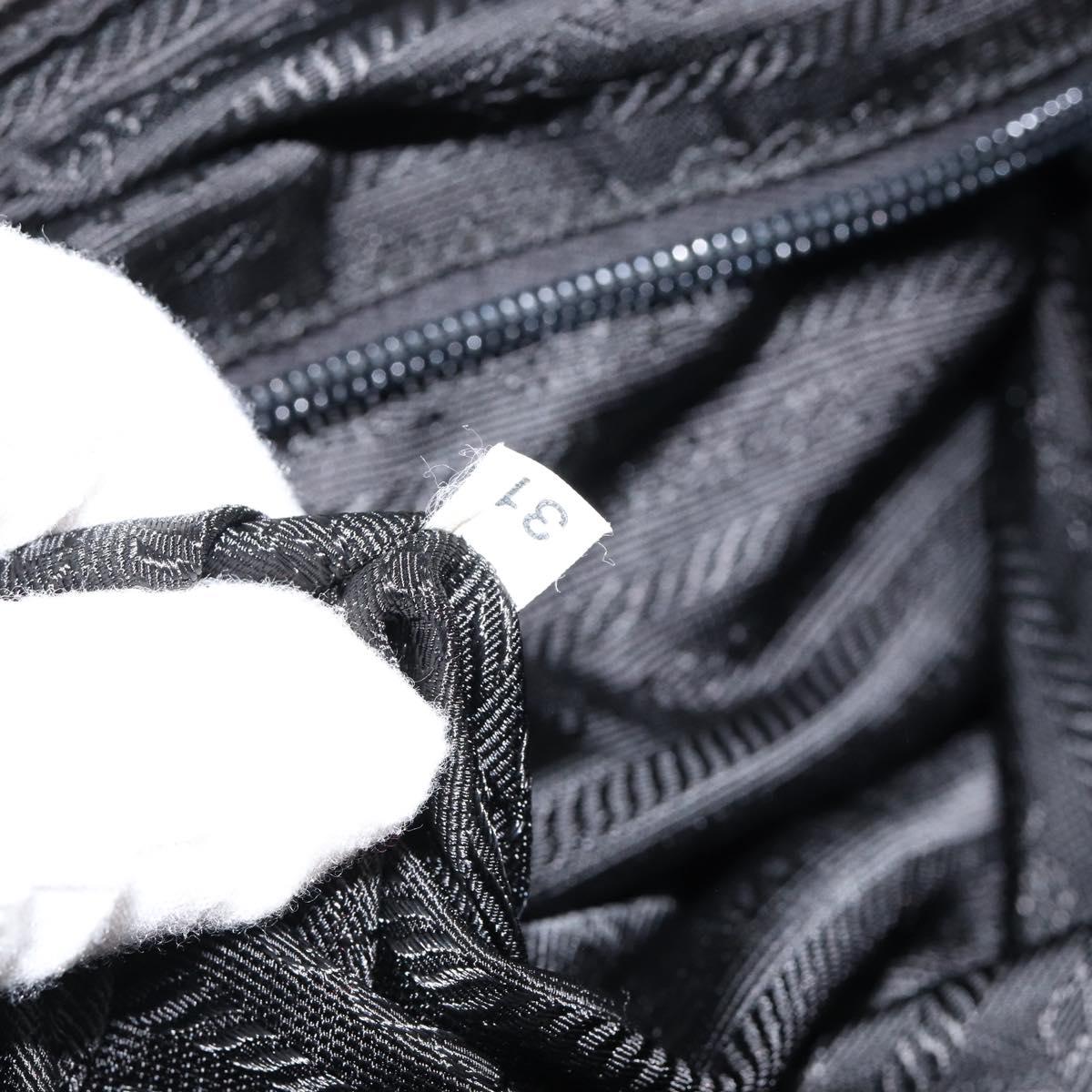 PRADA Shoulder Bag Nylon Black Silver Auth 146879