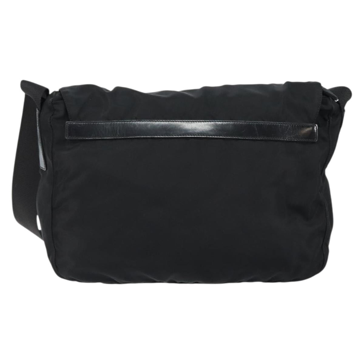PRADA Shoulder Bag Nylon Black Silver Auth 146879