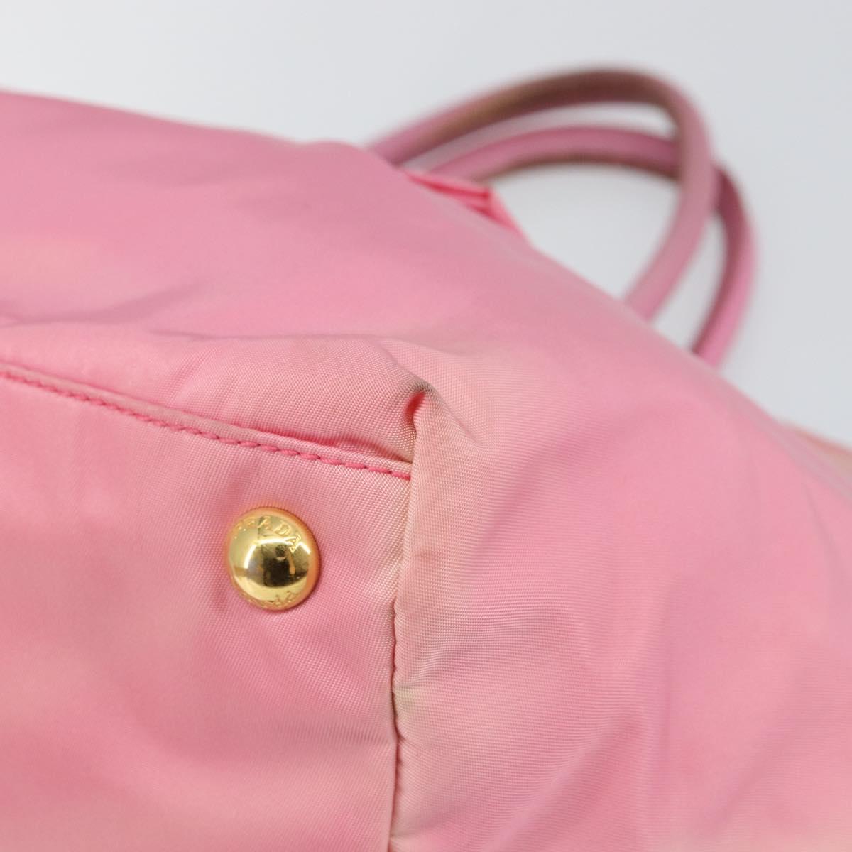 PRADA Hand Bag Nylon Pink Gold Auth 146881