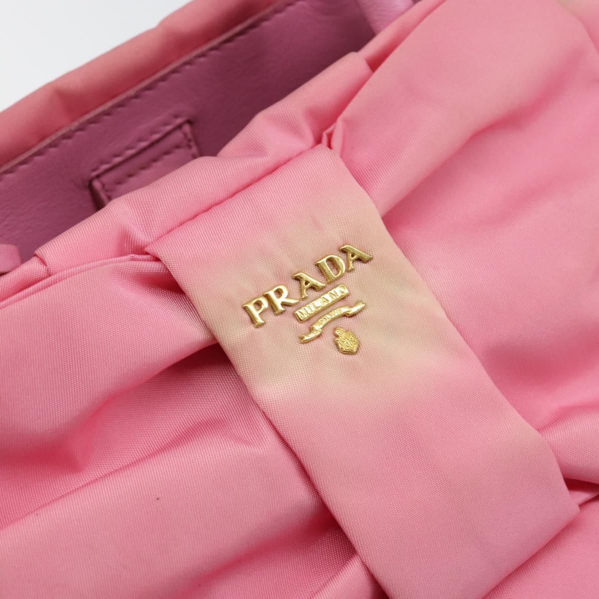 PRADA Hand Bag Nylon Pink Gold Auth 146881