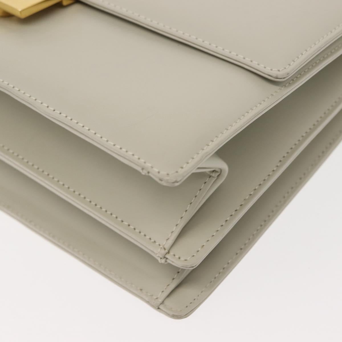 GIVENCHY Shoulder Bag Leather Gray Gold Auth 146883