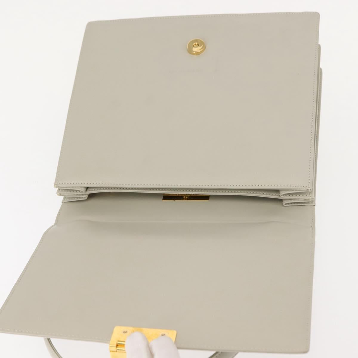 GIVENCHY Shoulder Bag Leather Gray Gold Auth 146883