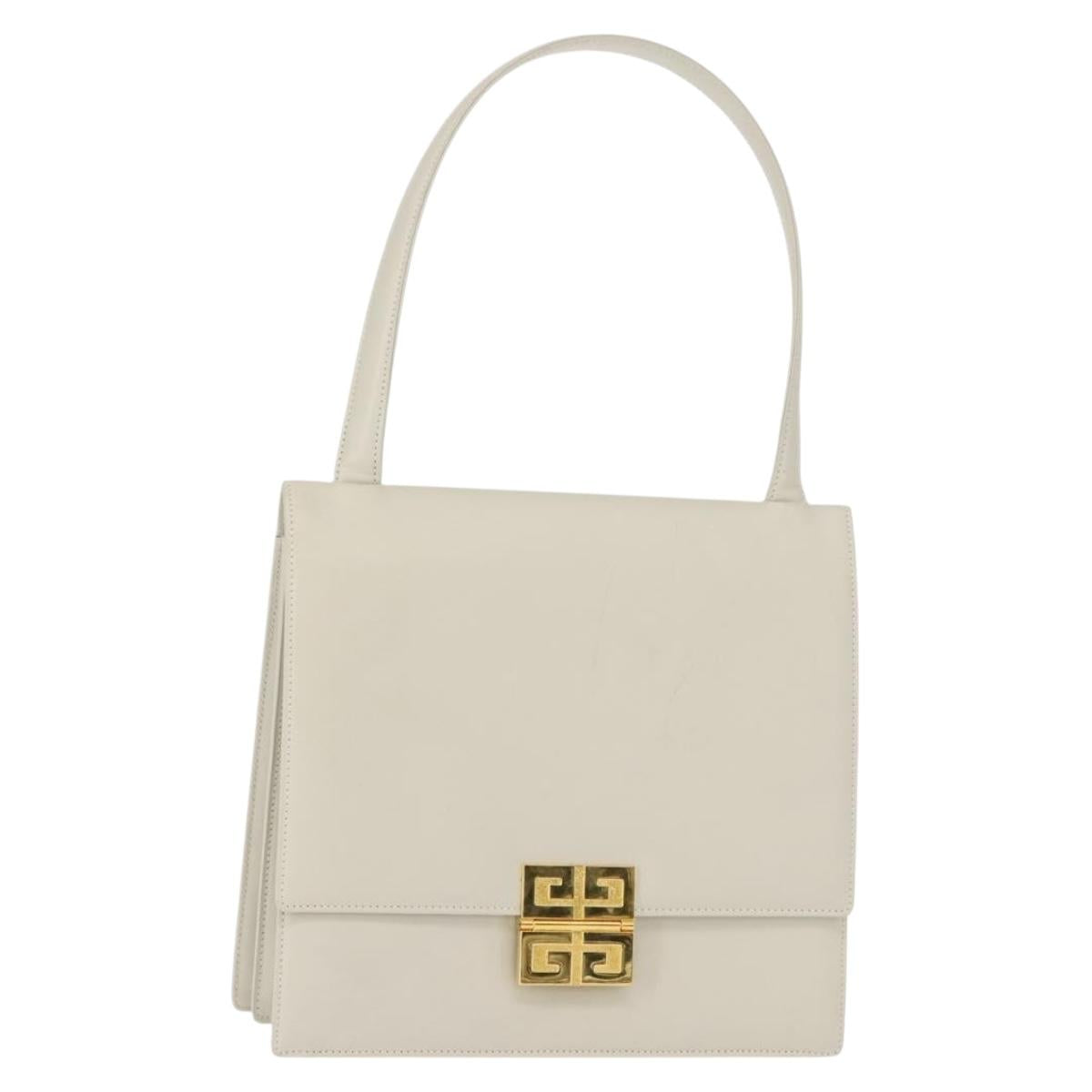 GIVENCHY Shoulder Bag Leather Gray Gold Auth 146883