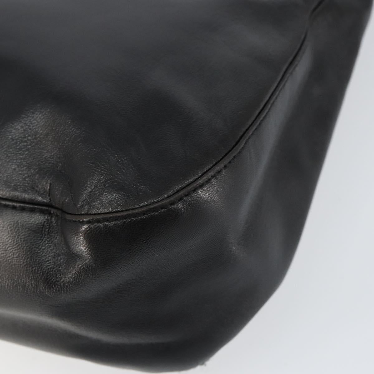 PRADA Chain Shoulder Bag Leather Black Auth 146885