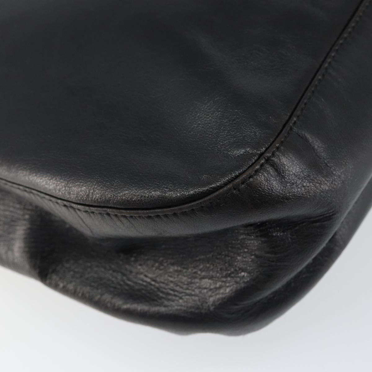 PRADA Chain Shoulder Bag Leather Black Auth 146885