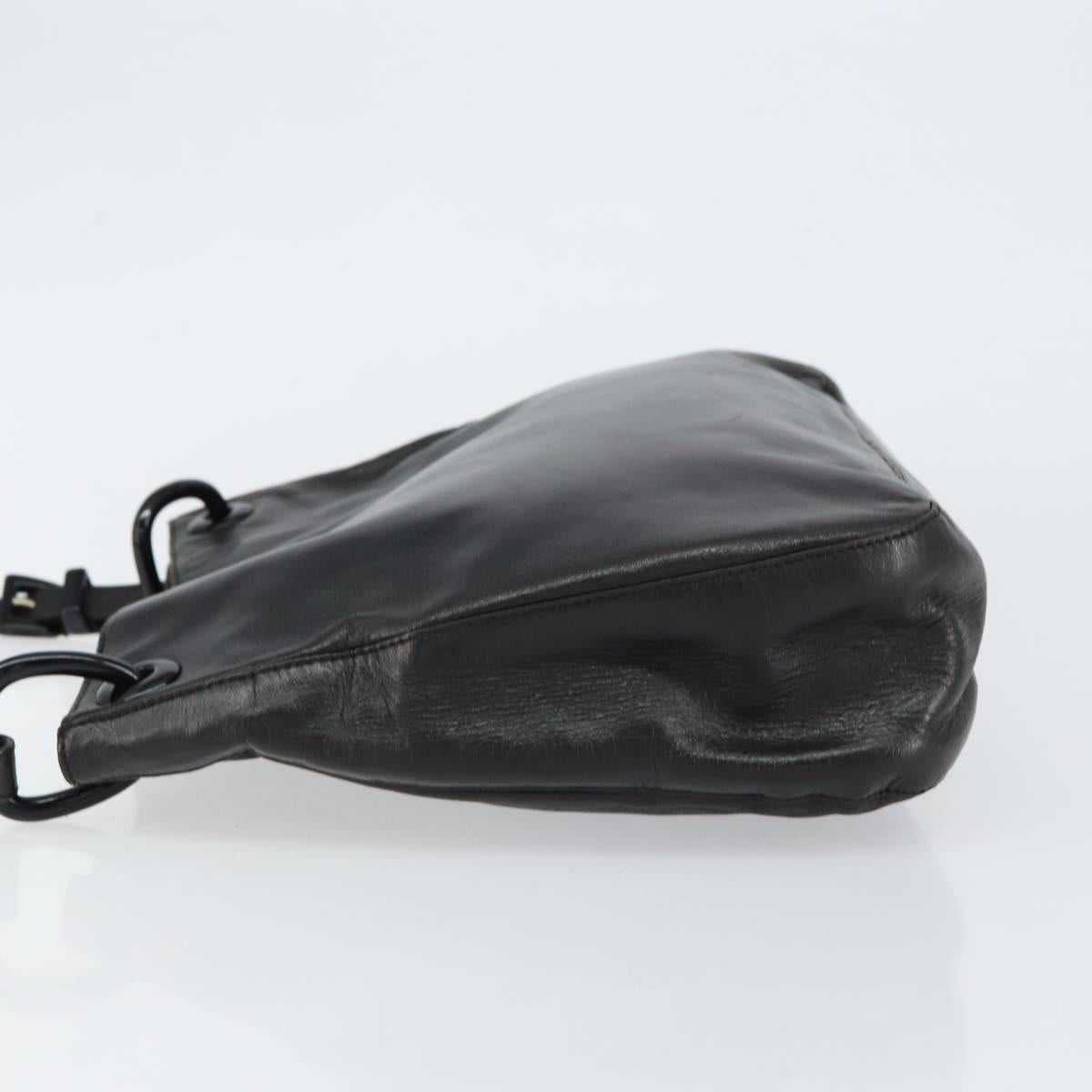 PRADA Chain Shoulder Bag Leather Black Auth 146885