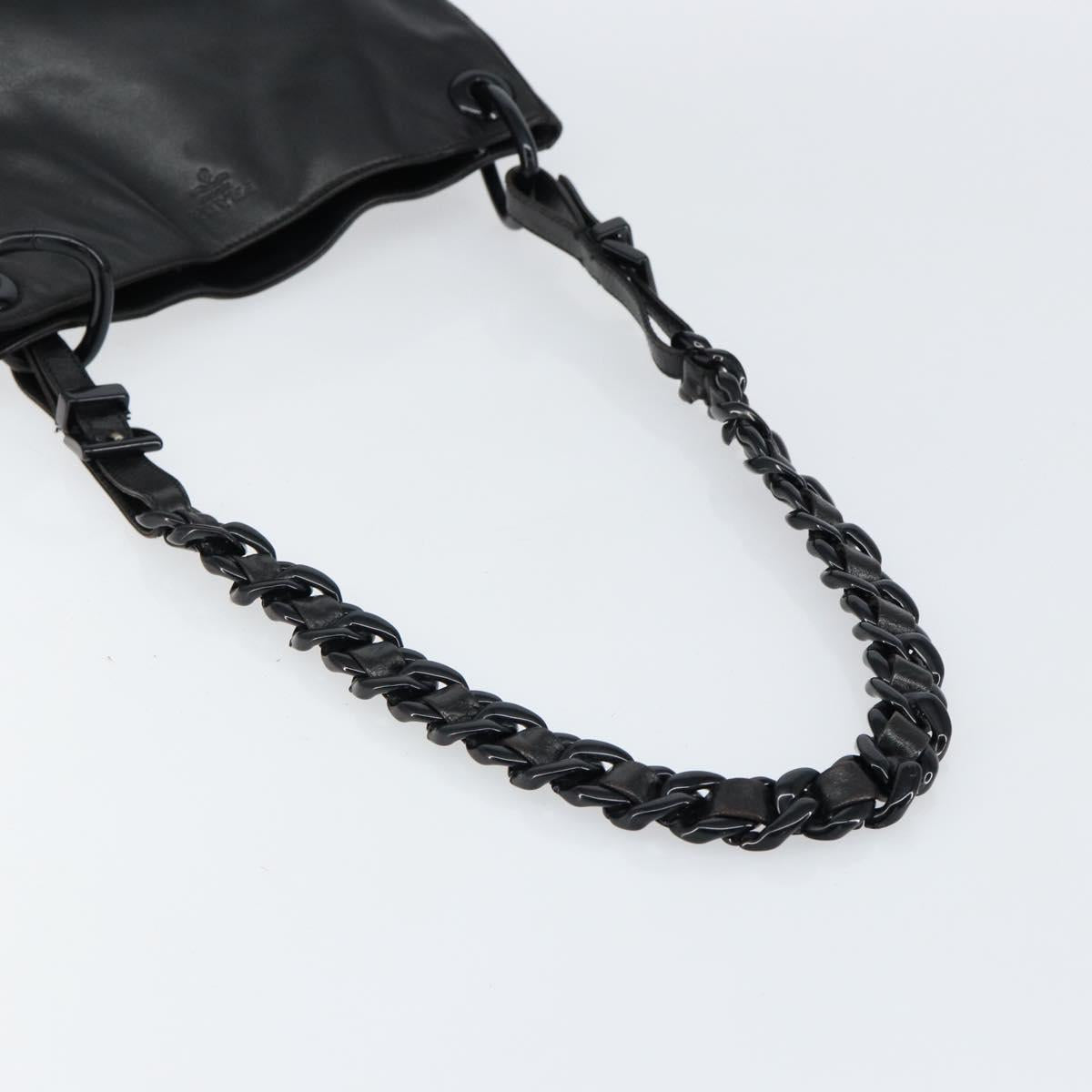PRADA Chain Shoulder Bag Leather Black Auth 146885