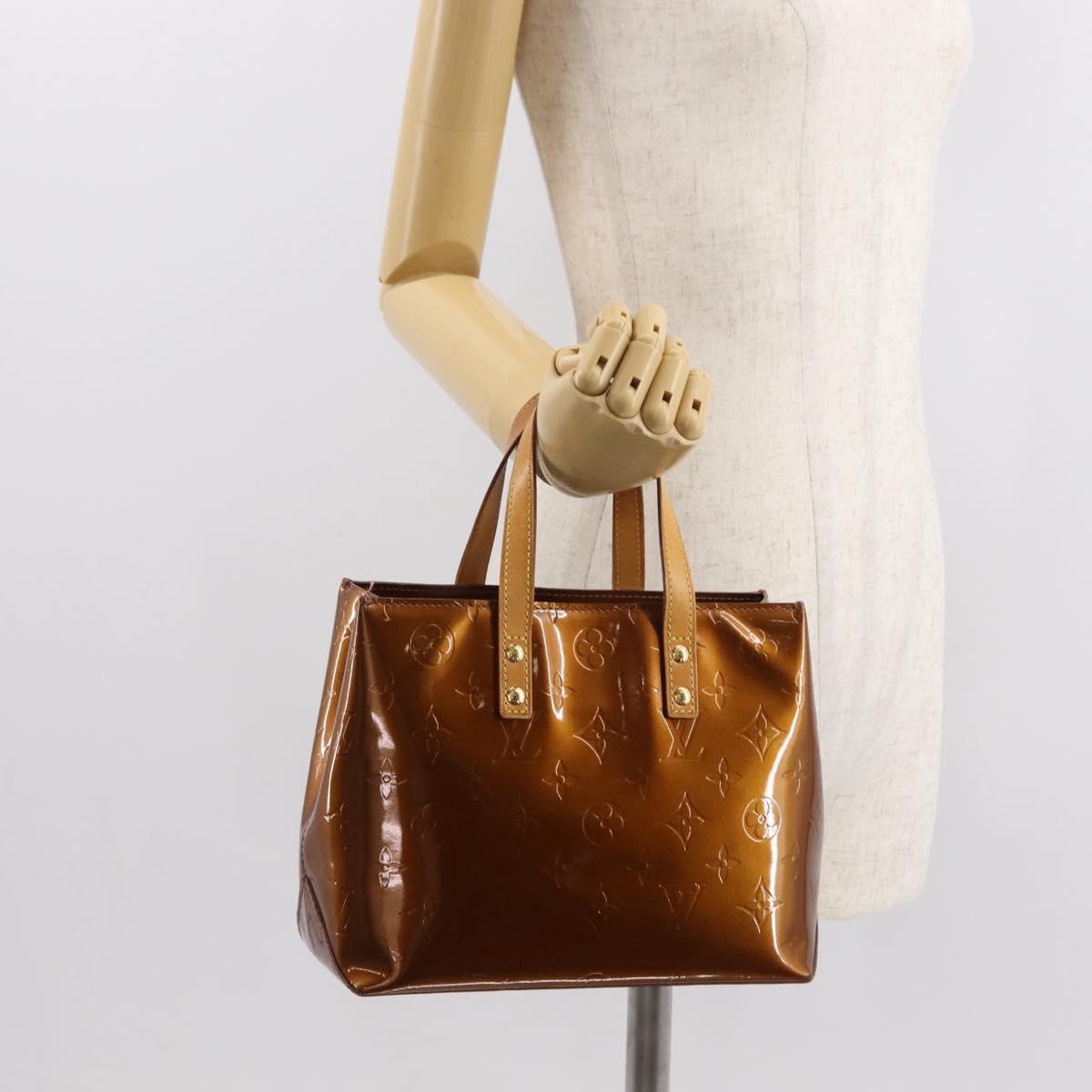 LOUIS VUITTON Monogram Vernis Reade PM Hand Bag Bronze M91146 LV Auth 146889
