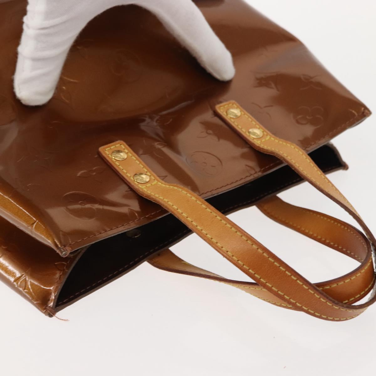 LOUIS VUITTON Monogram Vernis Reade PM Hand Bag Bronze M91146 LV Auth 146889