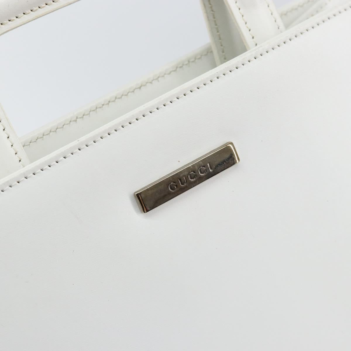 GUCCI Hand Bag Leather White Gold 001 2122 1773 Auth 146899