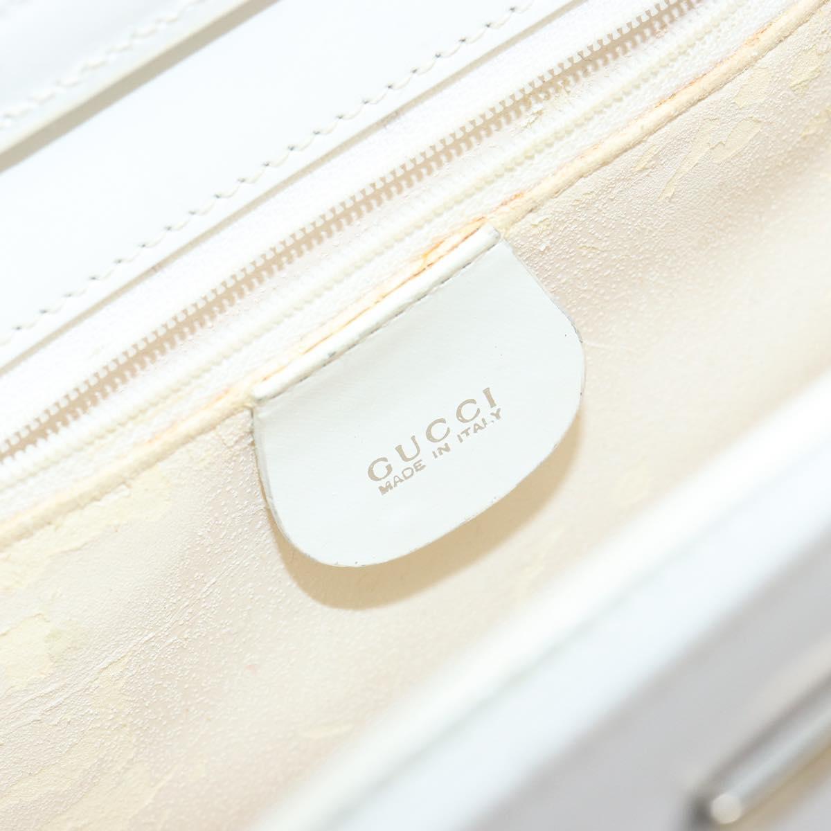 GUCCI Hand Bag Leather White Gold 001 2122 1773 Auth 146899
