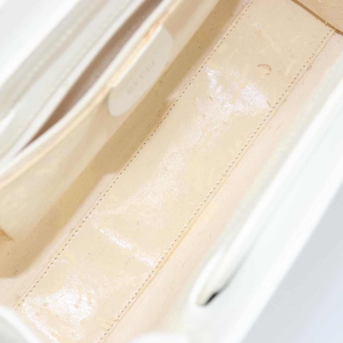 GUCCI Hand Bag Leather White Gold 001 2122 1773 Auth 146899