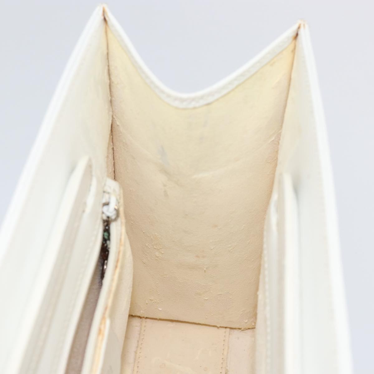 GUCCI Hand Bag Leather White Gold 001 2122 1773 Auth 146899