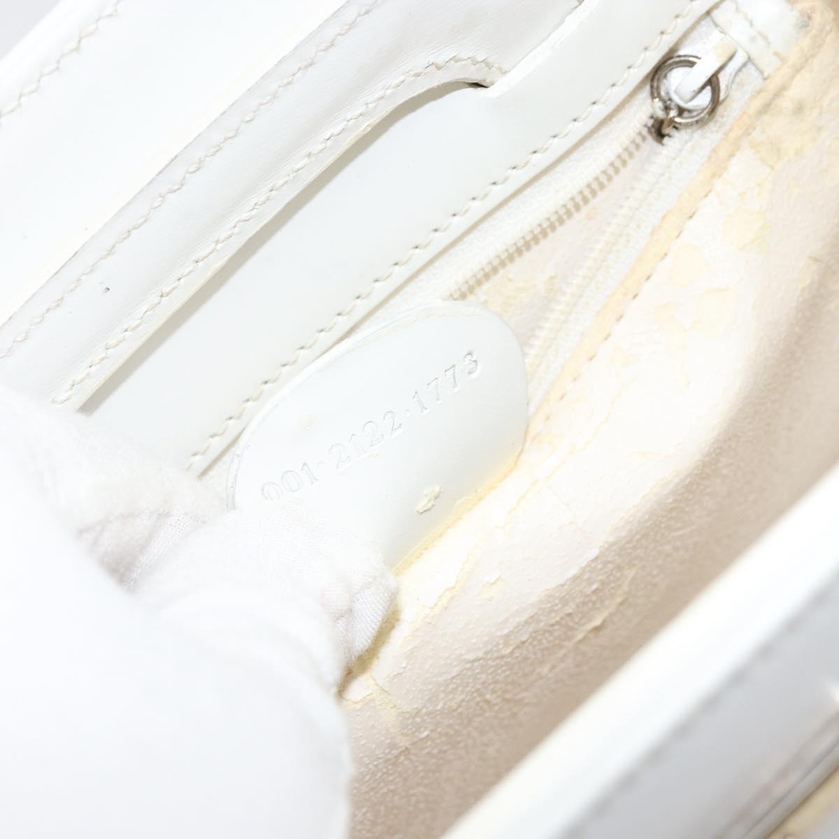 GUCCI Hand Bag Leather White Gold 001 2122 1773 Auth 146899