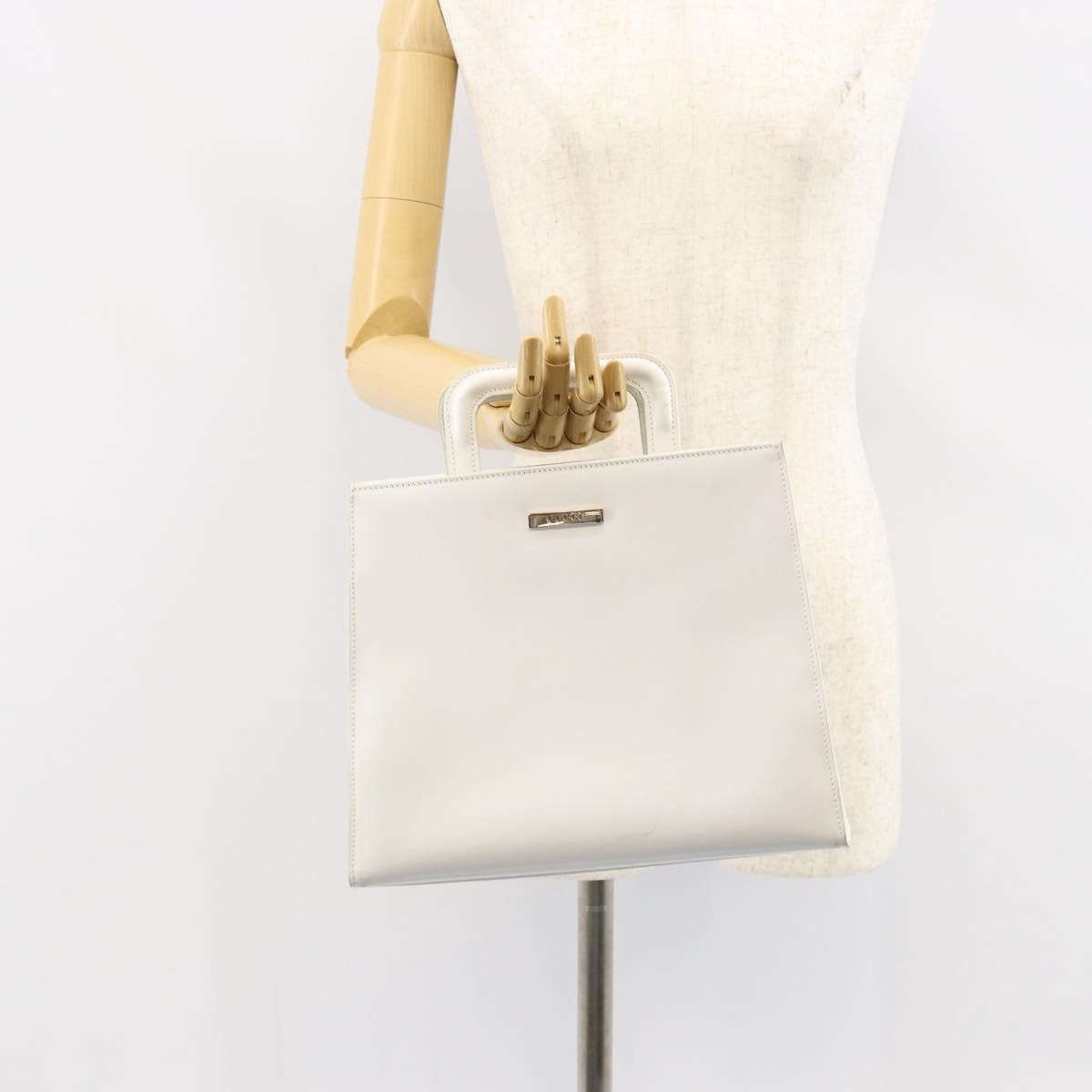 GUCCI Hand Bag Leather White Gold 001 2122 1773 Auth 146899