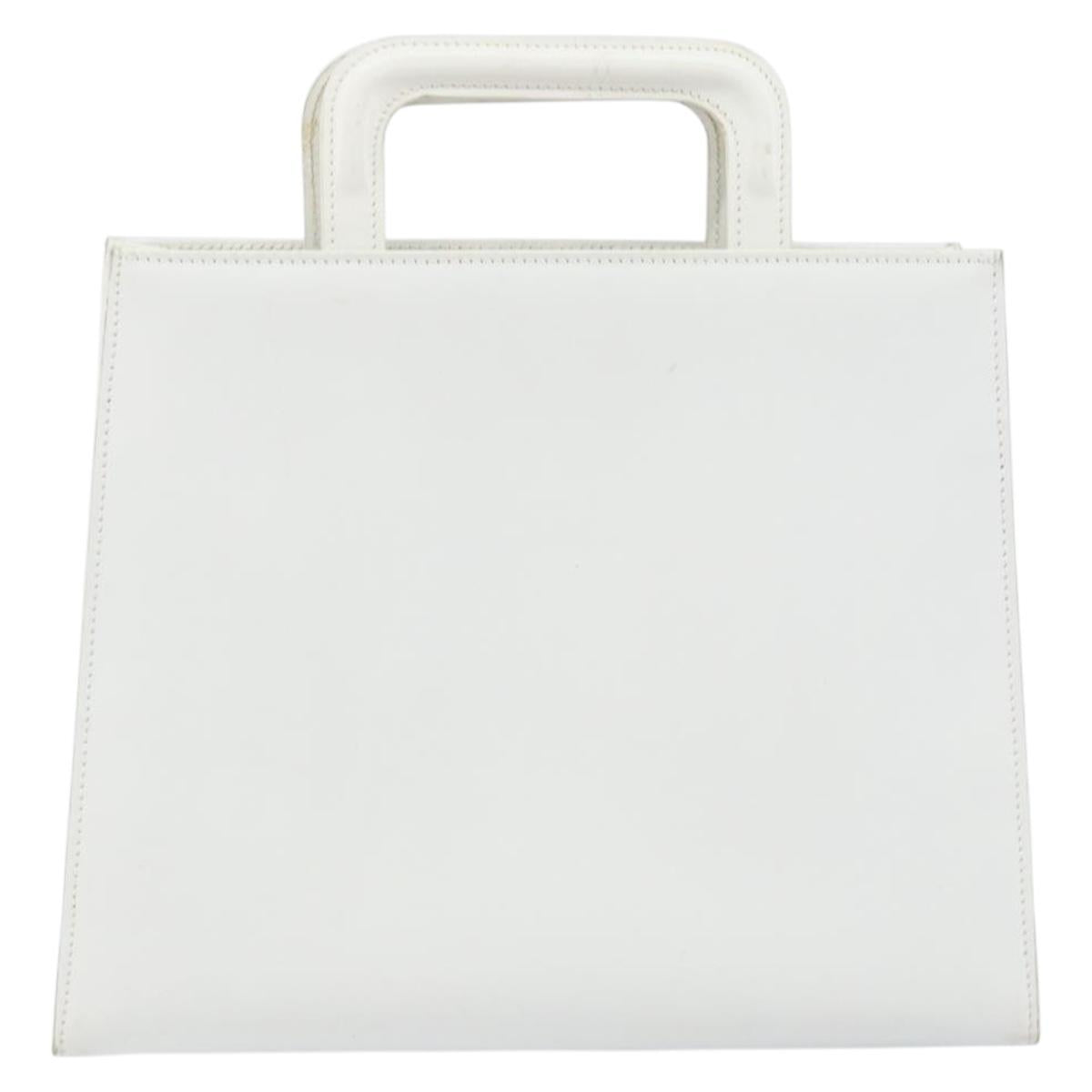 GUCCI Hand Bag Leather White Gold 001 2122 1773 Auth 146899