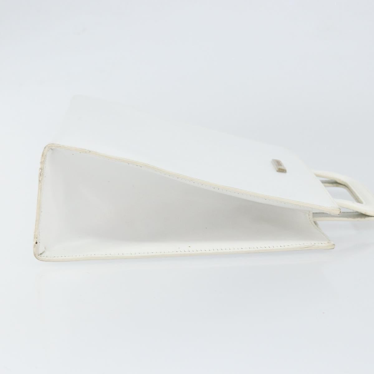 GUCCI Hand Bag Leather White Gold 001 2122 1773 Auth 146899