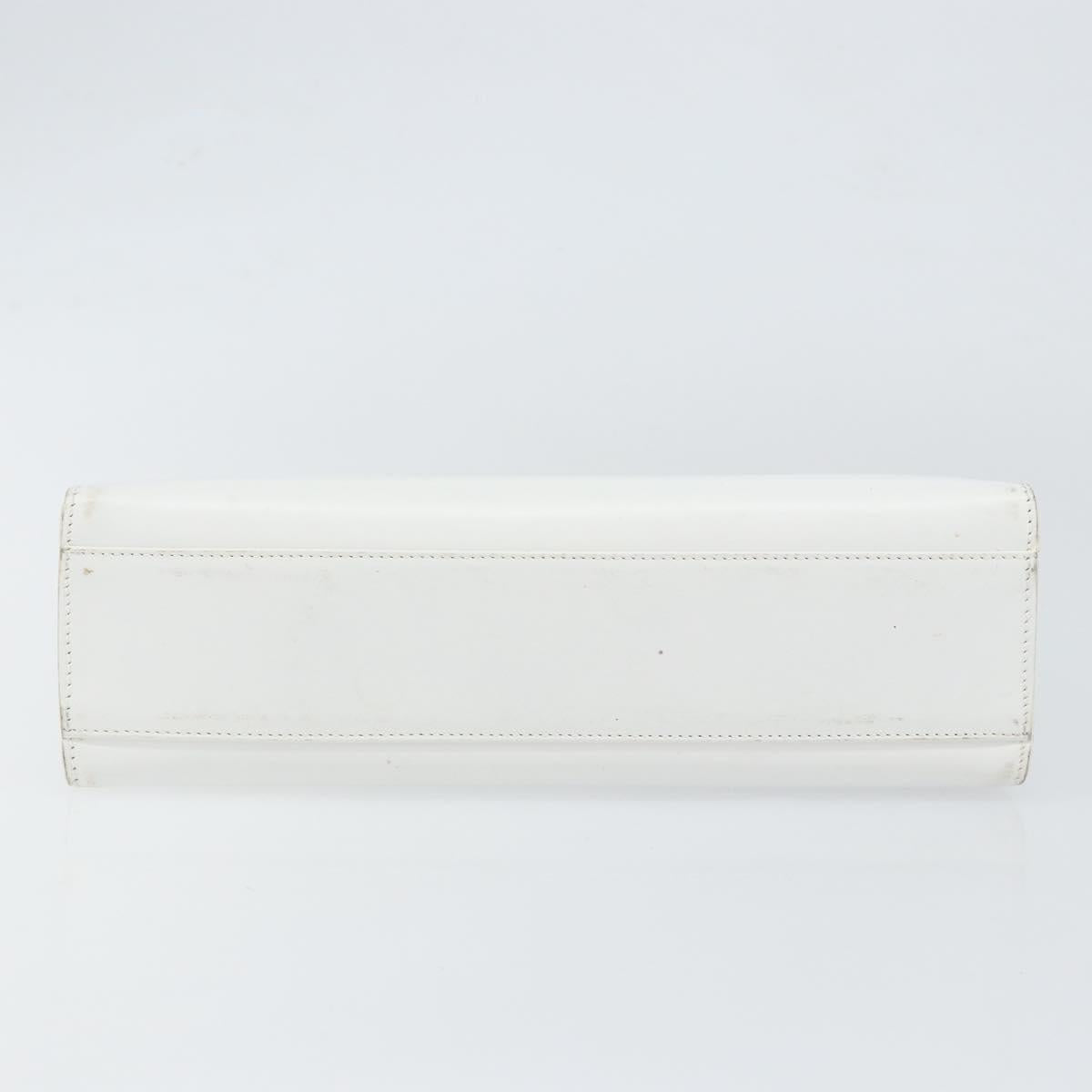 GUCCI Hand Bag Leather White Gold 001 2122 1773 Auth 146899