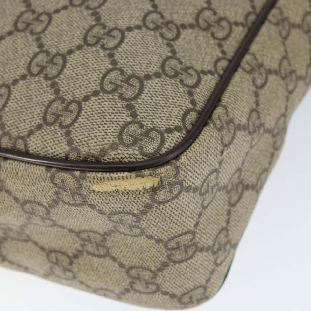 GUCCI GG Supreme Shoulder Bag PVC Brown Gold 201448 Auth 146911