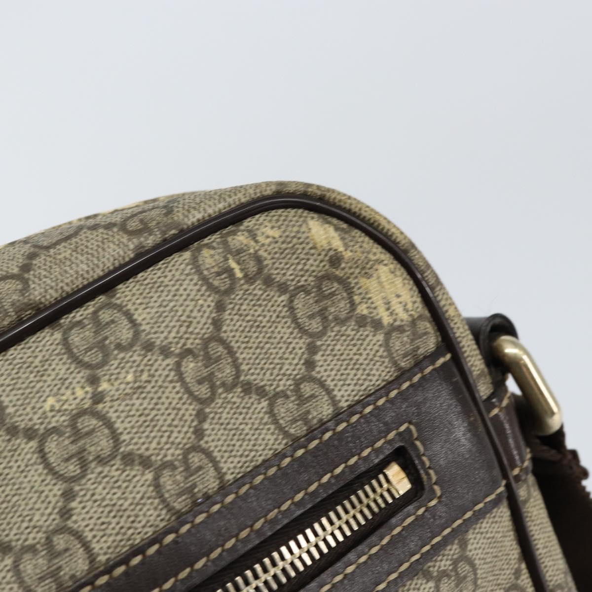 GUCCI GG Supreme Shoulder Bag PVC Brown Gold 201448 Auth 146911