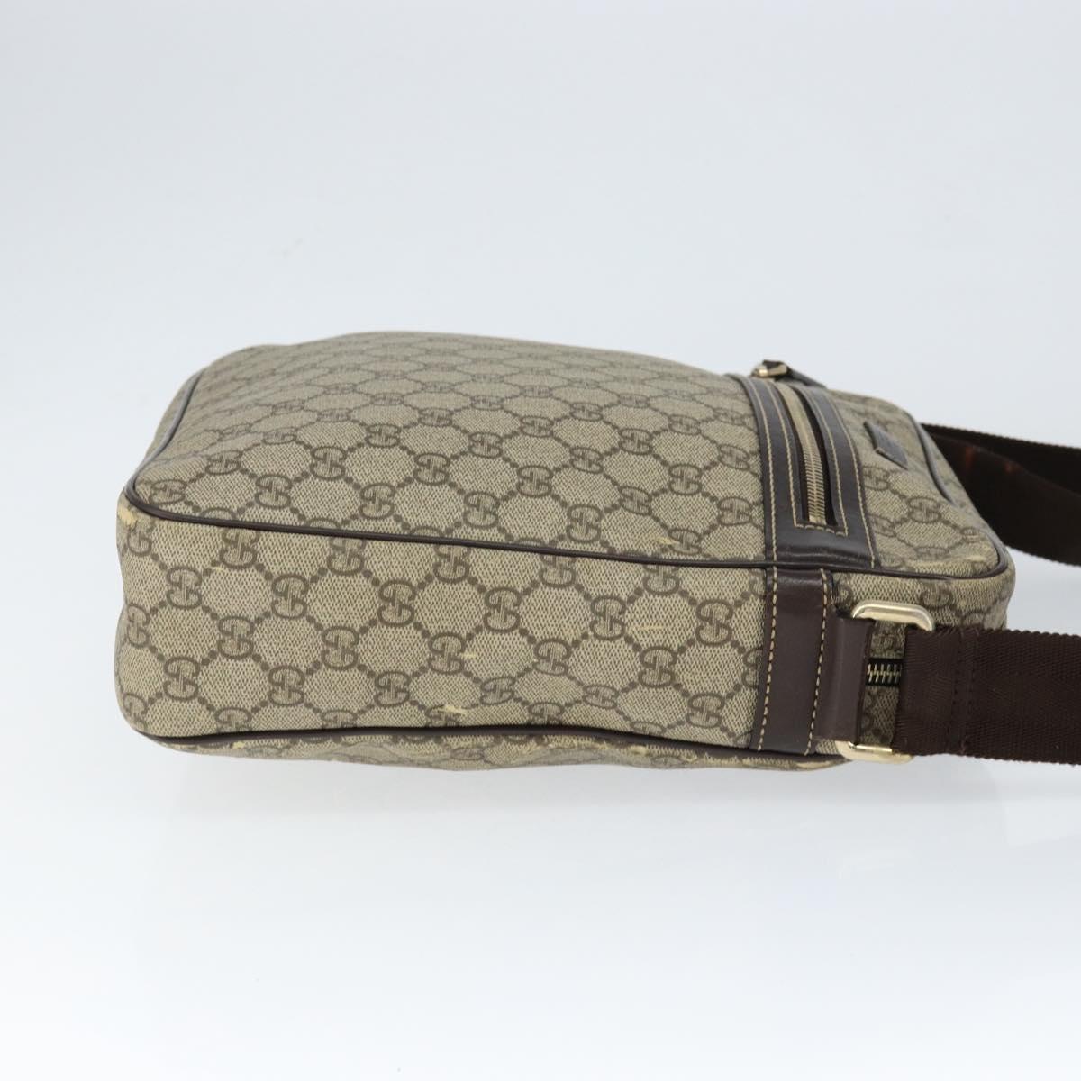 GUCCI GG Supreme Shoulder Bag PVC Brown Gold 201448 Auth 146911