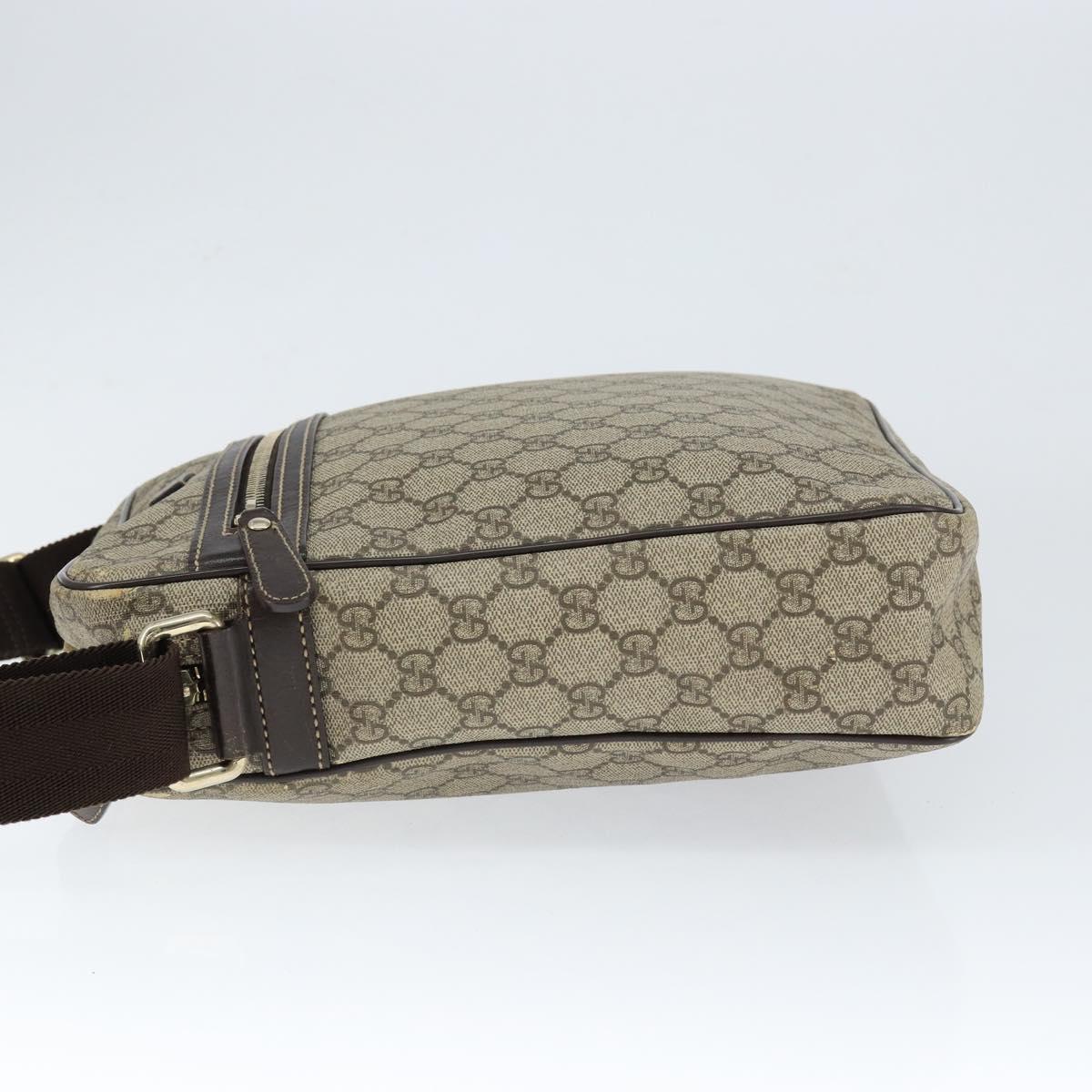 GUCCI GG Supreme Shoulder Bag PVC Brown Gold 201448 Auth 146911