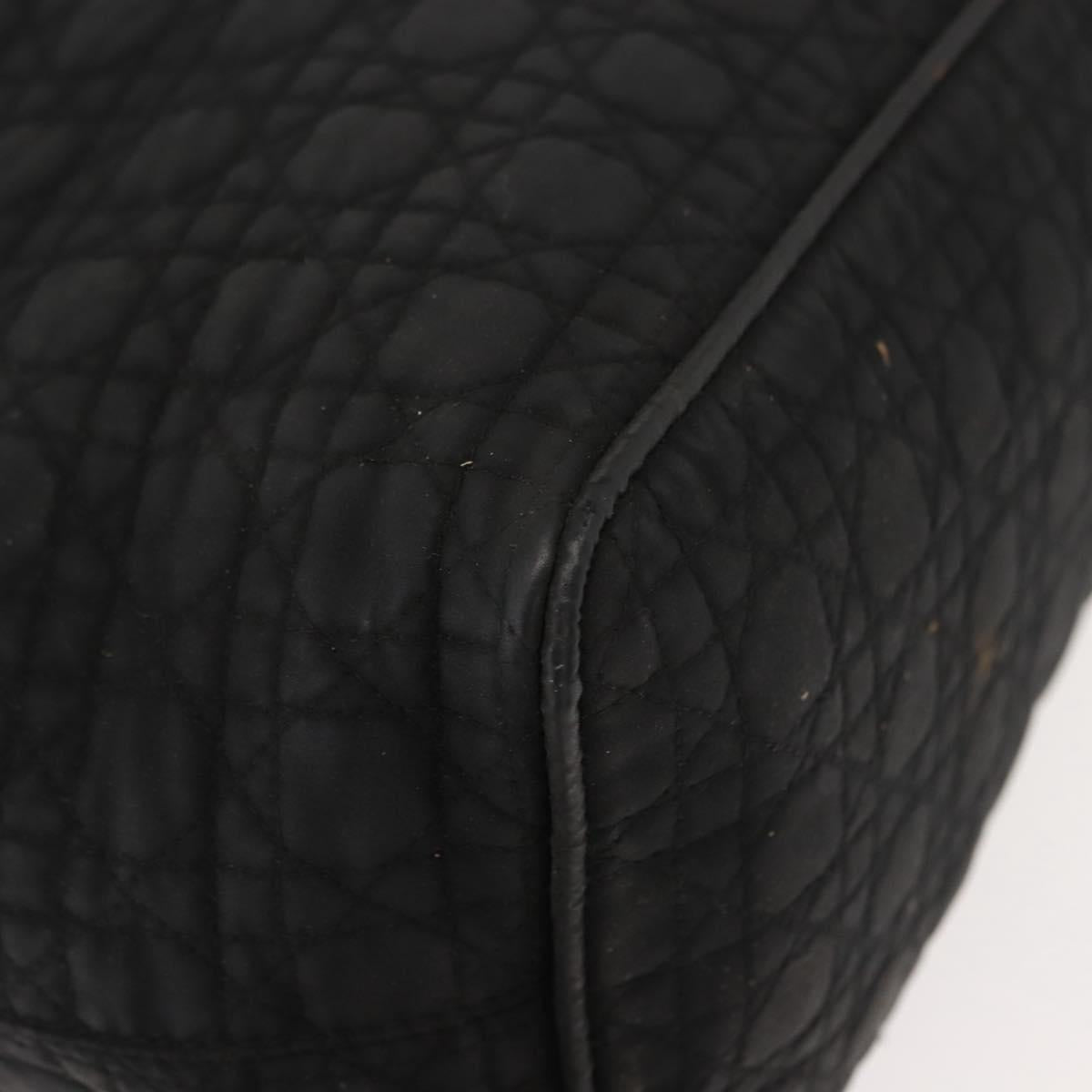 Christian Dior Lady Dior Canage Hand Bag Nylon Black Gold Auth 146913