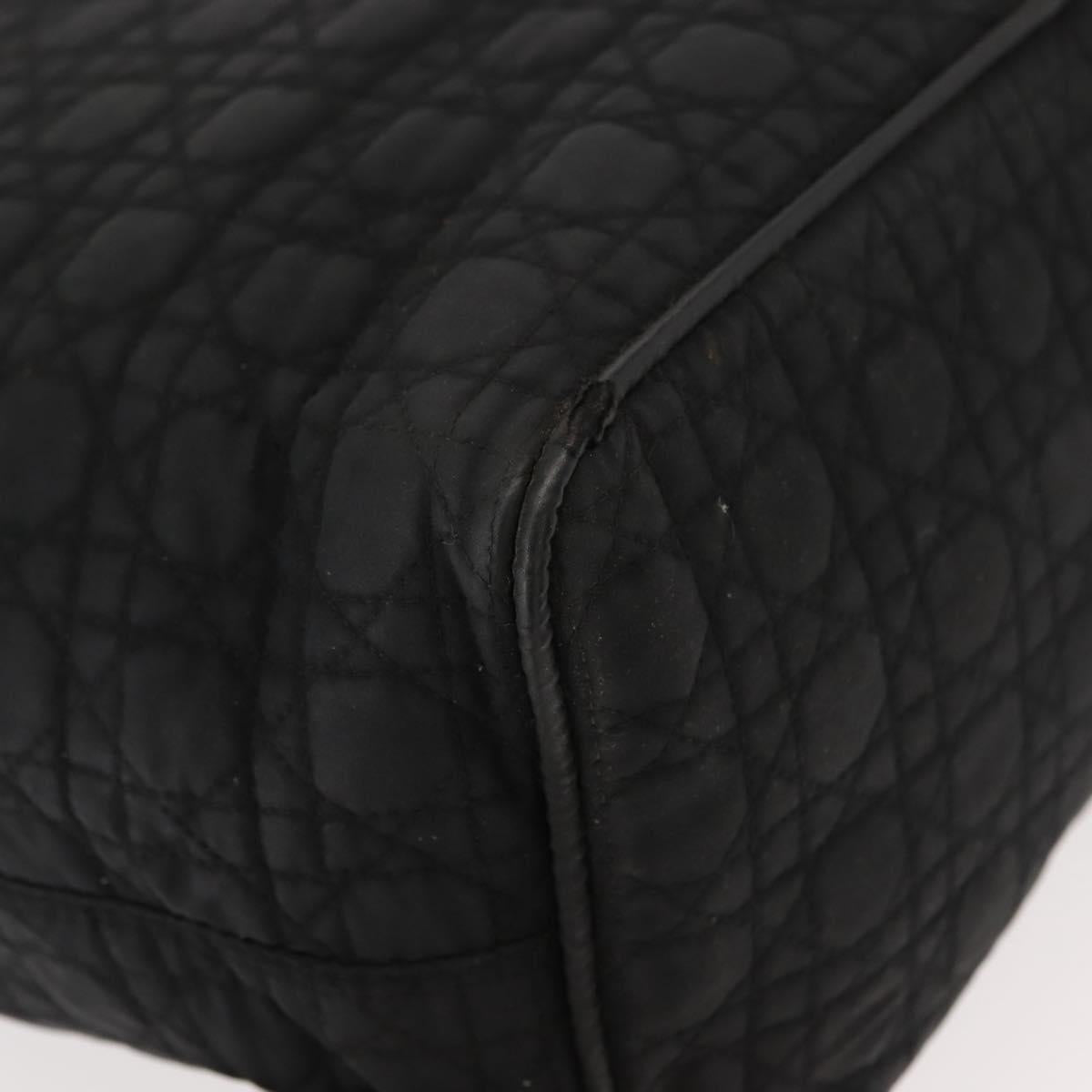 Christian Dior Lady Dior Canage Hand Bag Nylon Black Gold Auth 146913