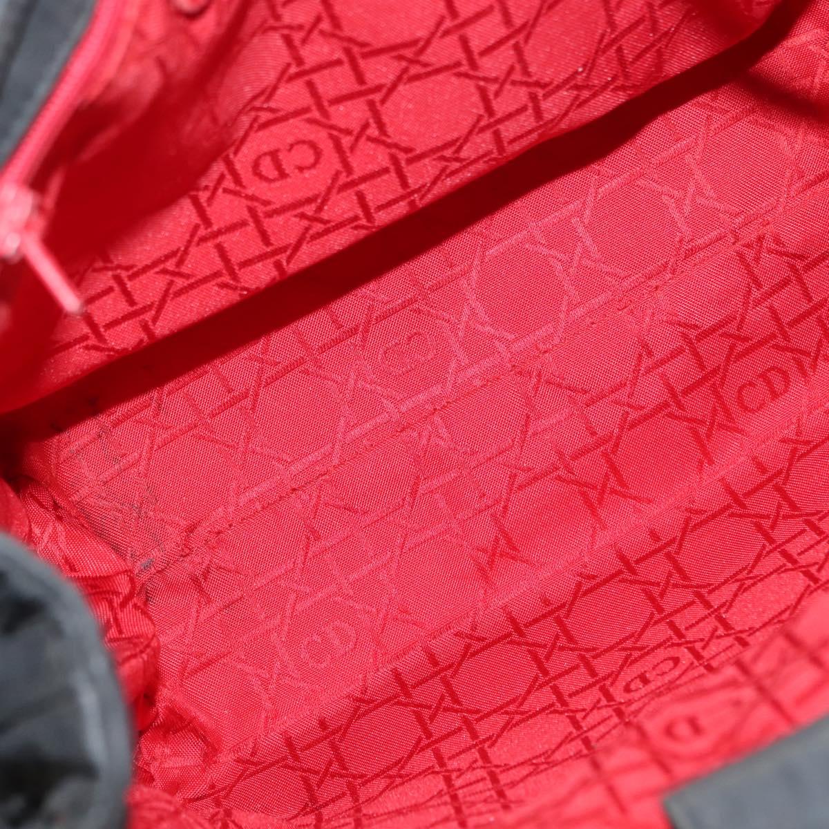 Christian Dior Lady Dior Canage Hand Bag Nylon Black Gold Auth 146913