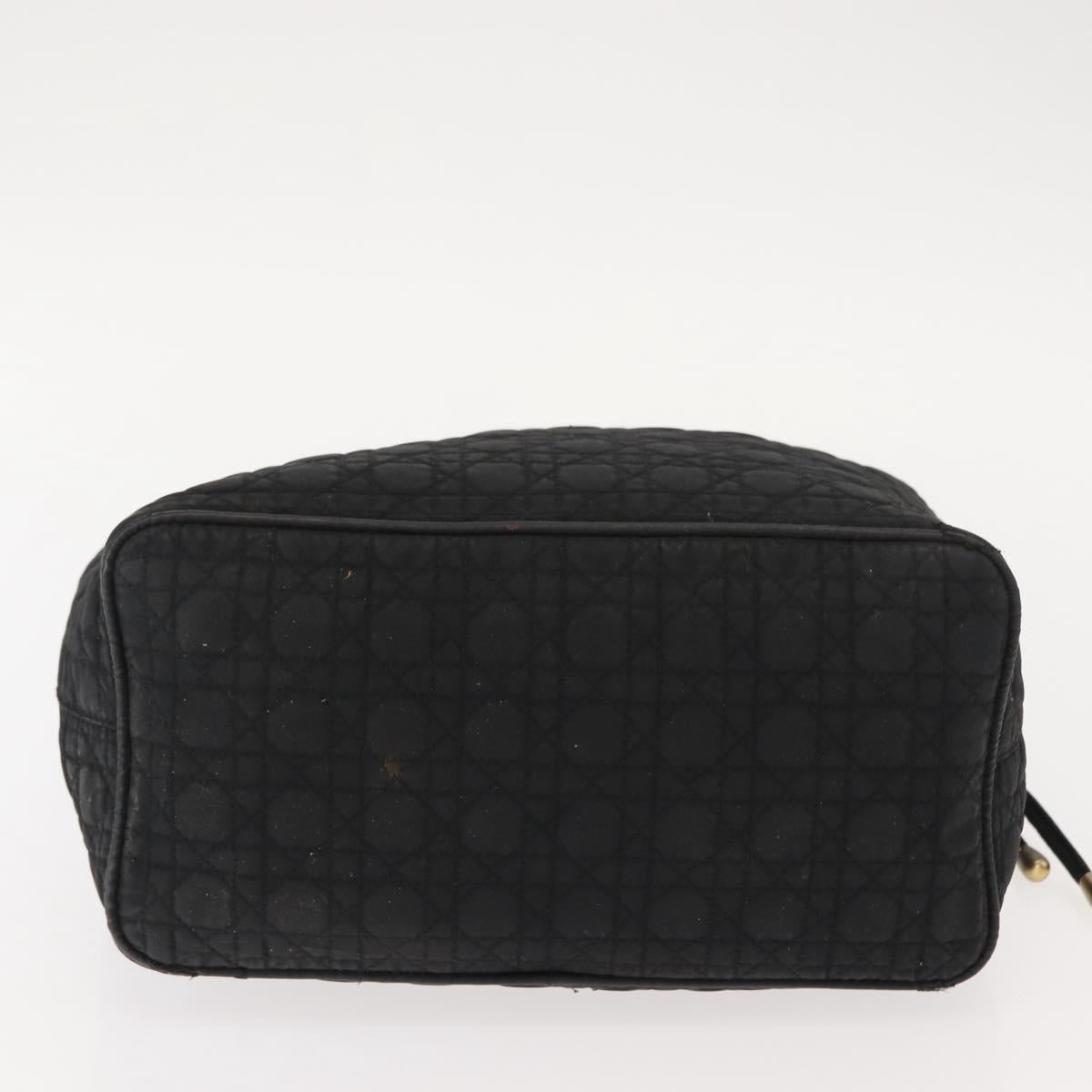 Christian Dior Lady Dior Canage Hand Bag Nylon Black Gold Auth 146913